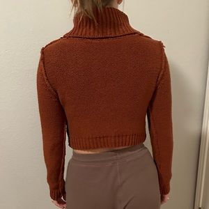 Free people cropped turtleneck sweater rust orange